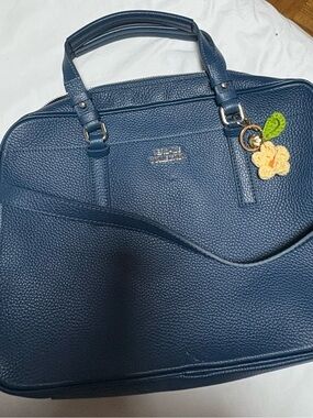 Pebble-Textured Navy Women’s Satchel Bag Authentic